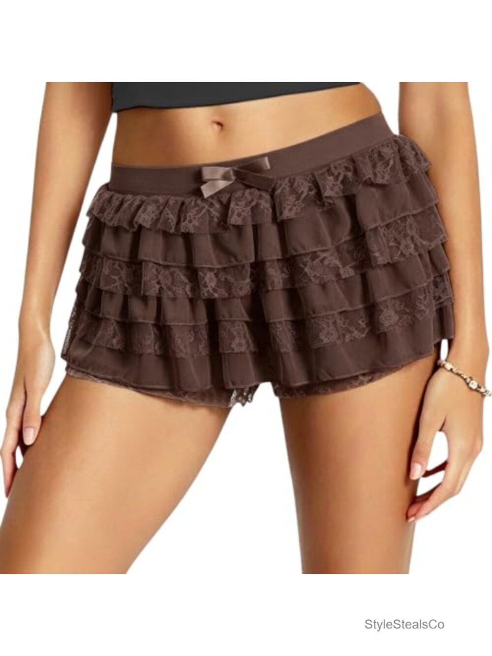 NUFIWI Women Ruffle Lace Mini Shorts Bloomers Tiered Floral Mesh